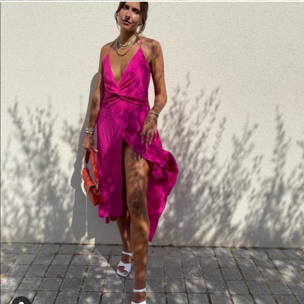 Zara * Pink Midi Dress Front Slit*